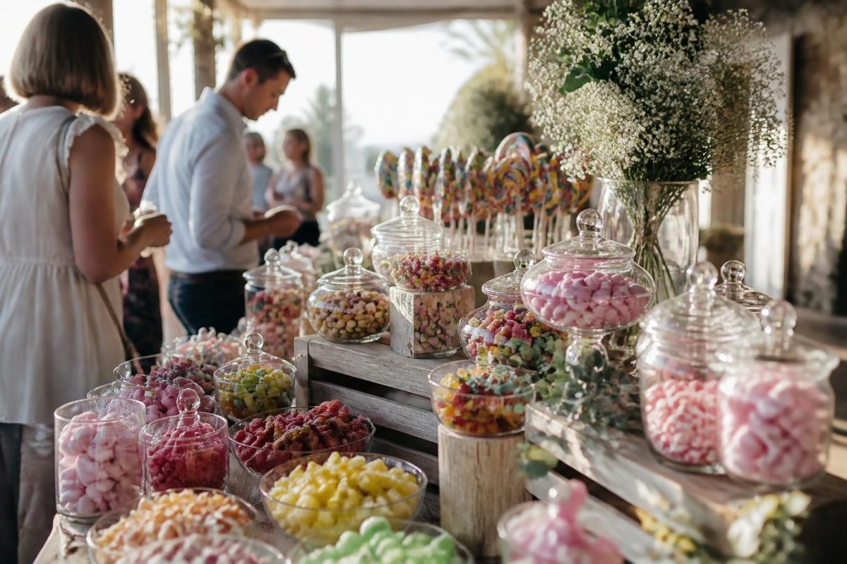 plongez dans l'univers enchanté de notre bar à bonbons coloré, parfait pour égayer vos événements et émerveiller petits et grands avec des douceurs variées et festives.
