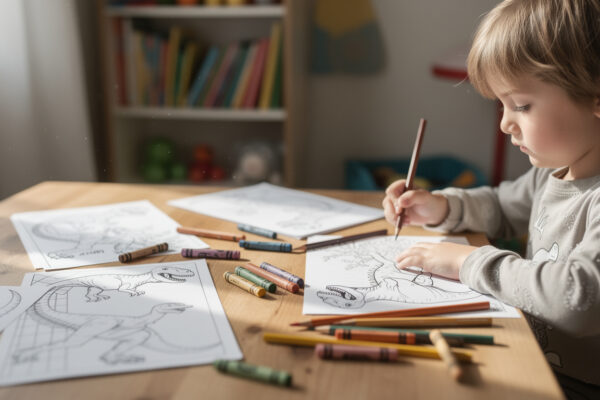 téléchargez des coloriages de dinosaures en pdf gratuits pour stimuler la créativité et le développement des compétences chez les enfants.