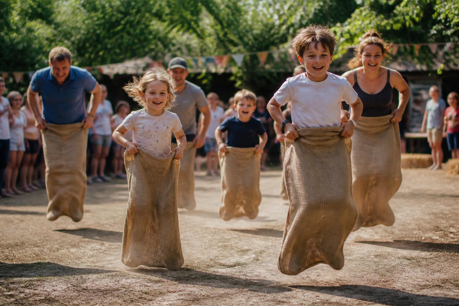 découvrez la course en sac rigolote, un jeu d'extérieur amusant qui réjouit petits et grands en partageant des moments de joie et de compétition conviviale.