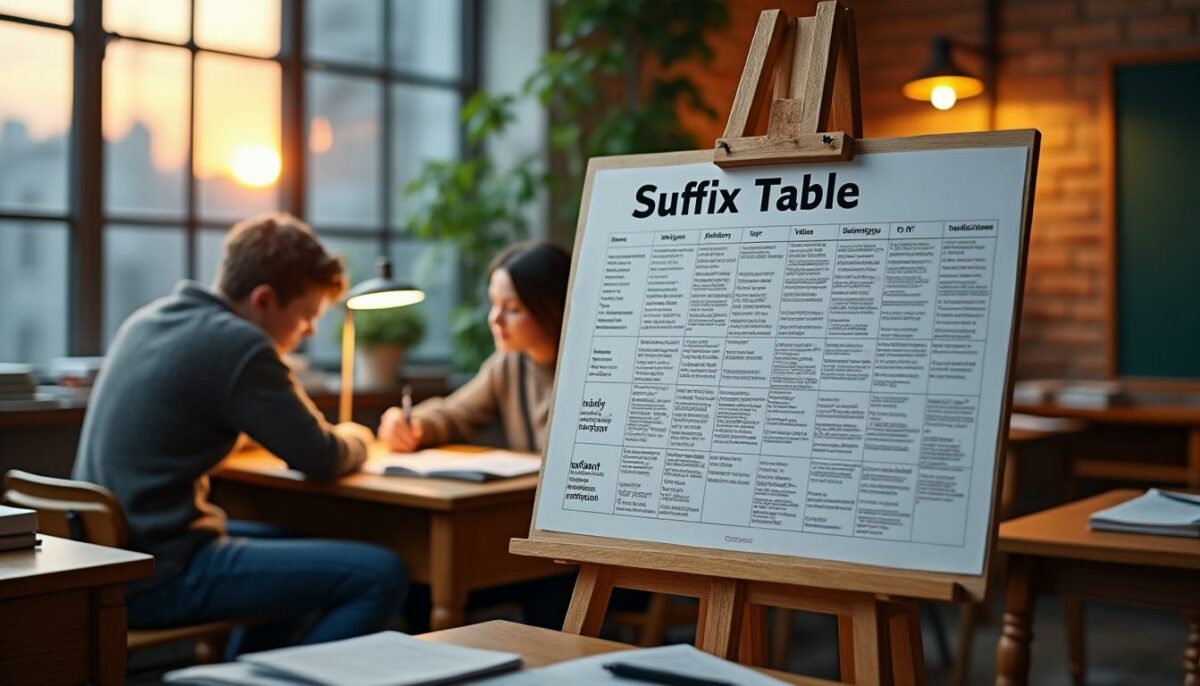 découvrez comment les suffixes peuvent enrichir votre vocabulaire grâce à notre tableau pratique. apprenez à former de nouveaux mots facilement et améliorer votre maîtrise du français !