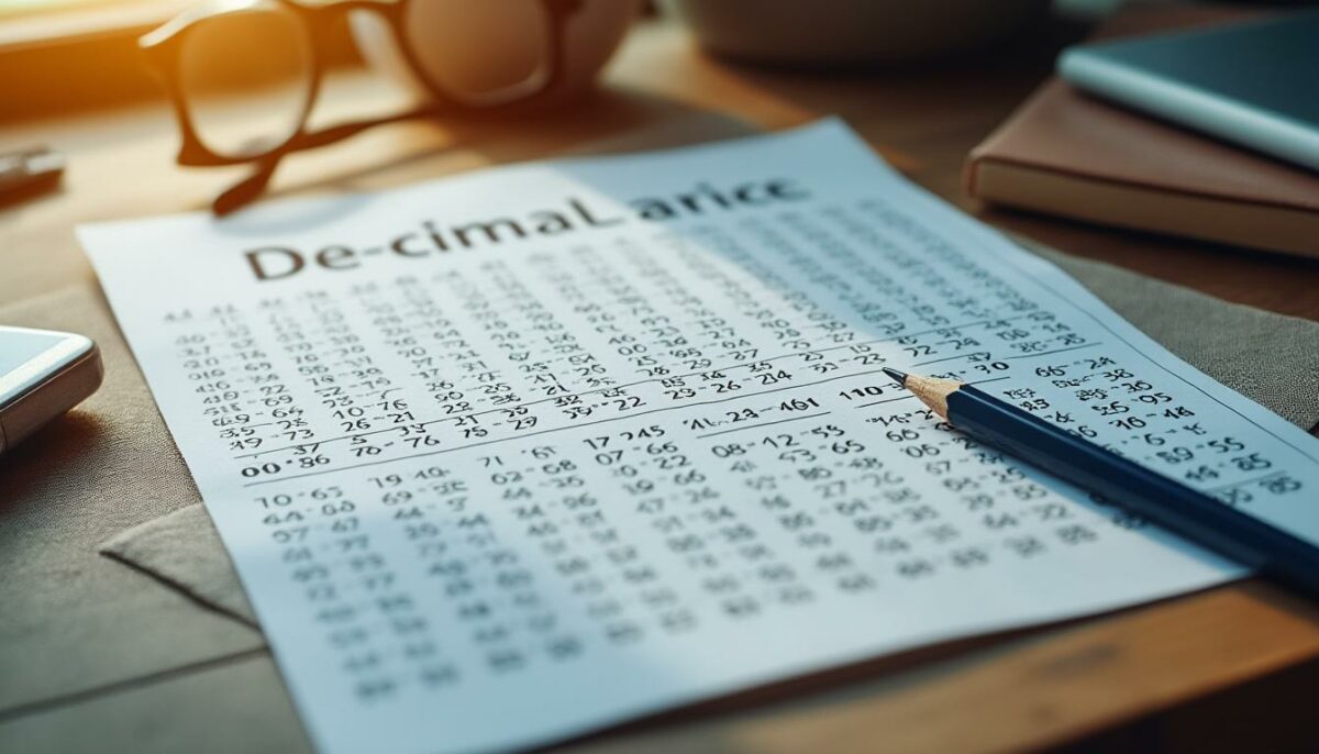 téléchargez et imprimez notre tableau décimal pour vous aider à maîtriser facilement les chiffres et améliorer vos compétences en mathématiques.