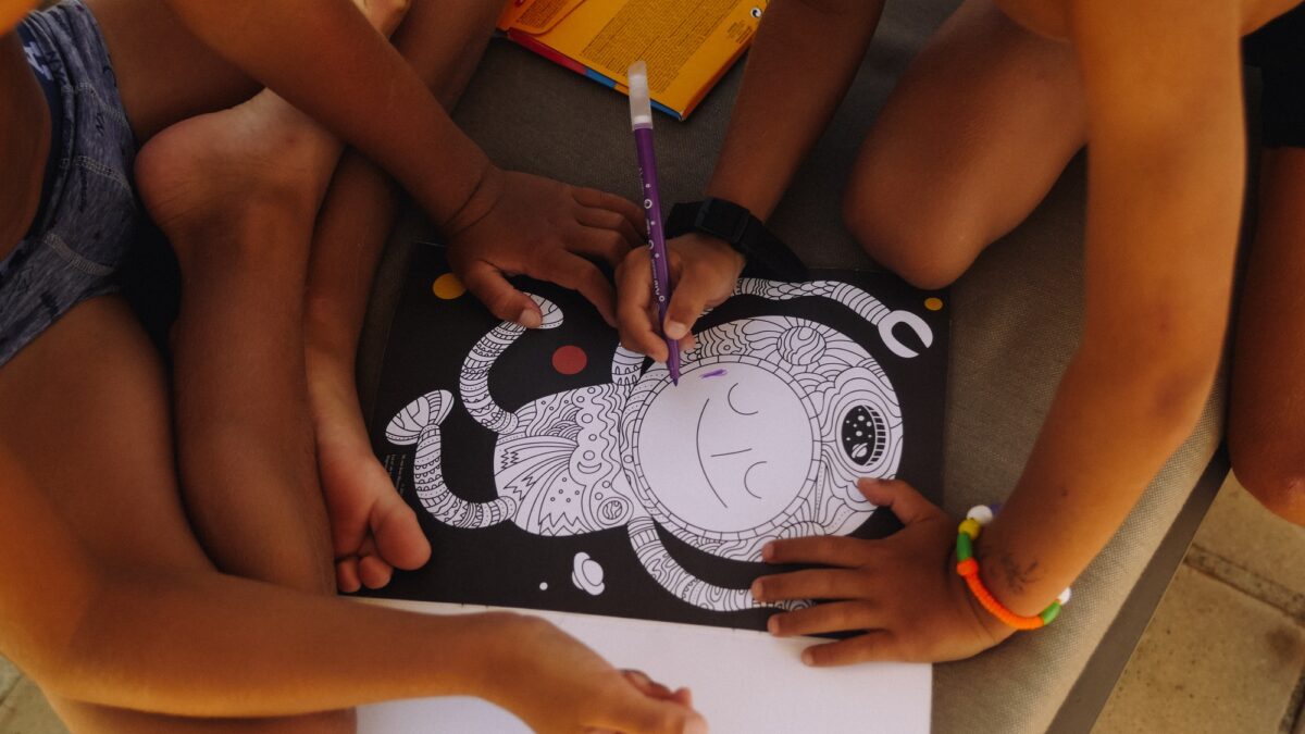 Children drawing together