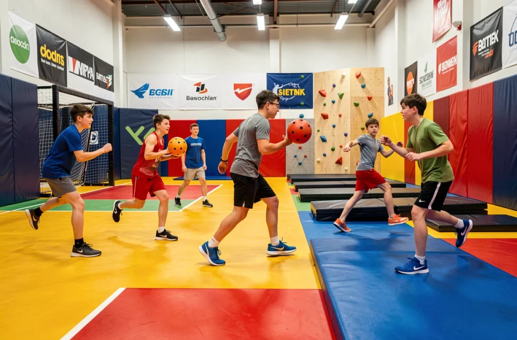 Adolescents s'affrontant dans les espaces sportifs couverts de Team Square à Hénin-Beaumont
